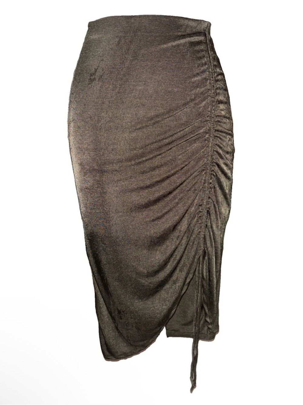 Ruched Side Pencil Skirt - Dark green